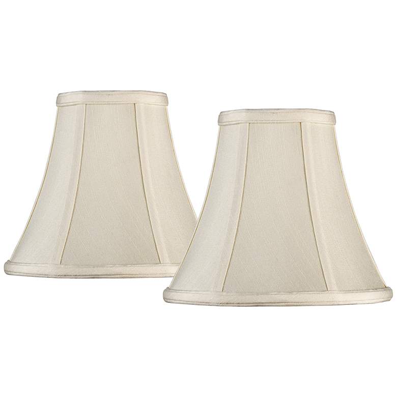 Image 1 Creme Fabric Set of 2 Bell Lamp Shades 4.5x9x8 (Spider)