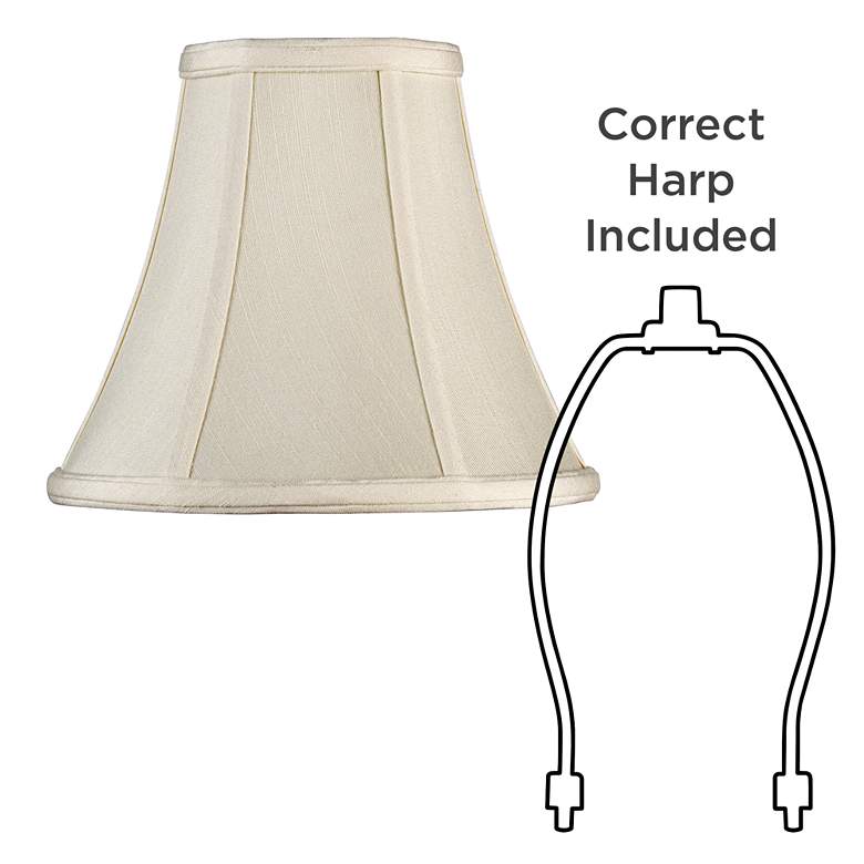 Image 6 Creme Fabric Set of 2 Bell Lamp Shades 4.5x9x8 (Spider) more views