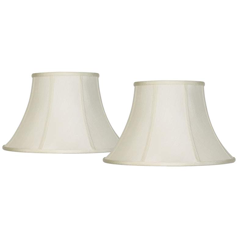 Image 1 Creme Fabric Set of 2 Bell Lamp Shades 9x17x11 (Spider)