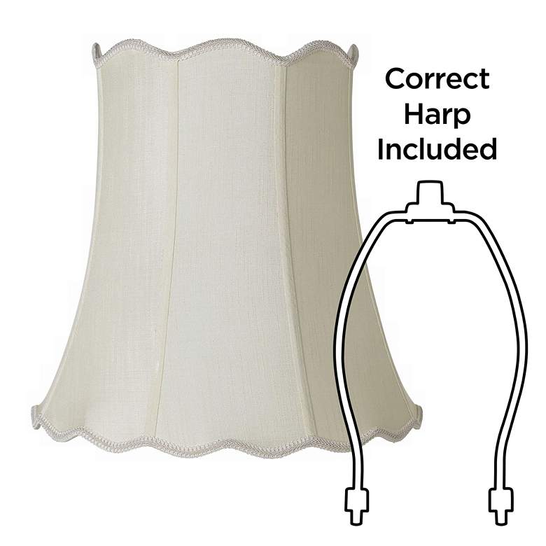 Image 5 Creme Scallop Set of 2 Bell Lamp Shades 12x18x18 (Spider) more views