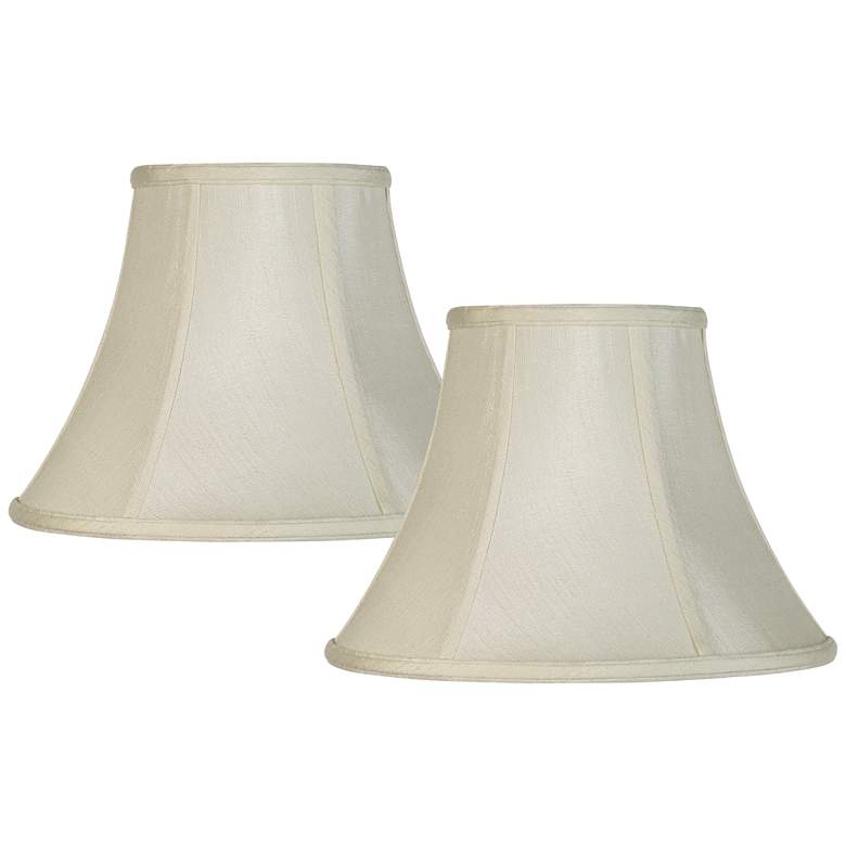 Image 1 Creme Set of 2 Bell Lamp Shades 6x12x9 (Spider)