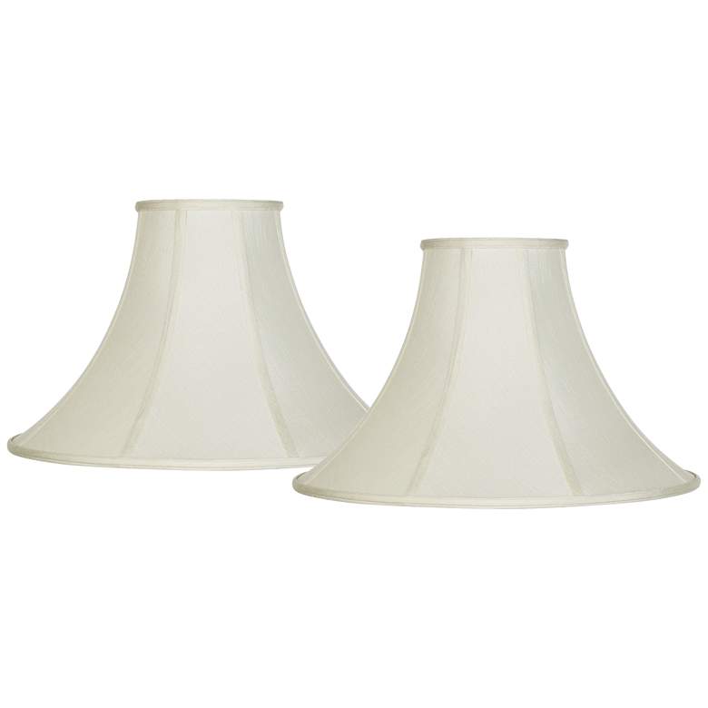 Image 1 Creme Set of 2 Bell Lamp Shades 7x20x13.75 (Spider)