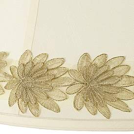 Image2 of Creme Shade with Gold Flower Trim 13x19x11 (Spider) more views