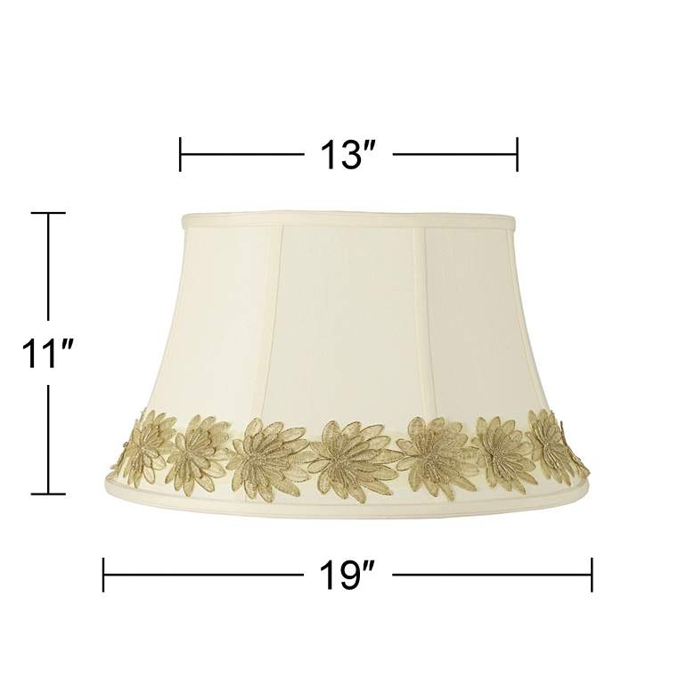 Image 3 Creme Shade with Gold Flower Trim 13x19x11 (Spider) more views