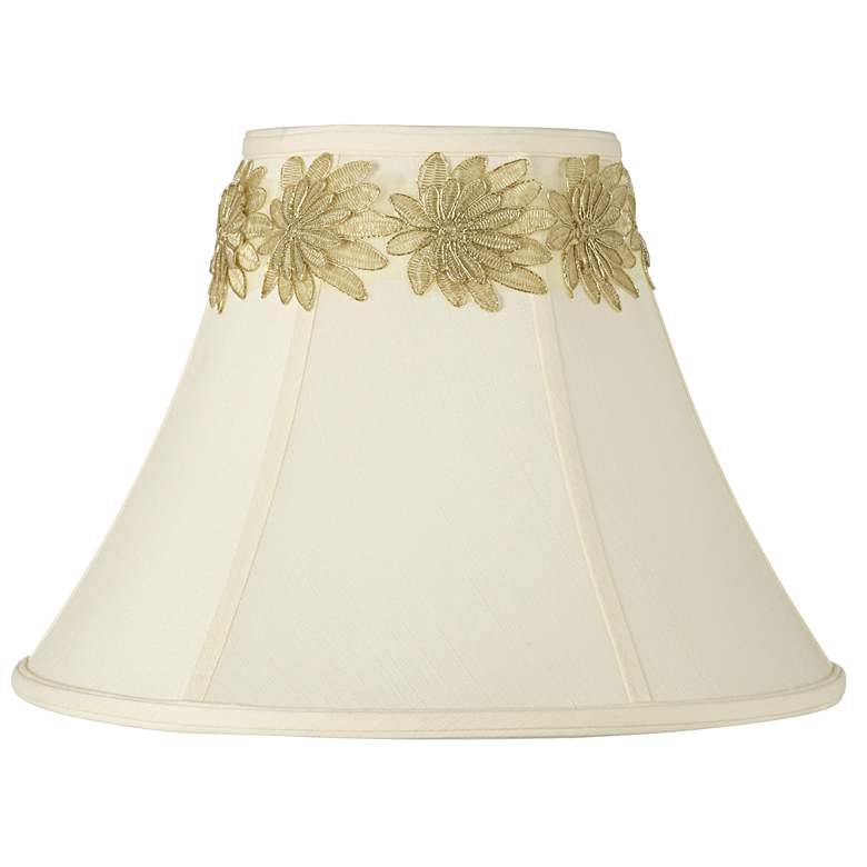 Image 1 Creme Shade with Gold Flower Trim 7x16x12 (Spider)