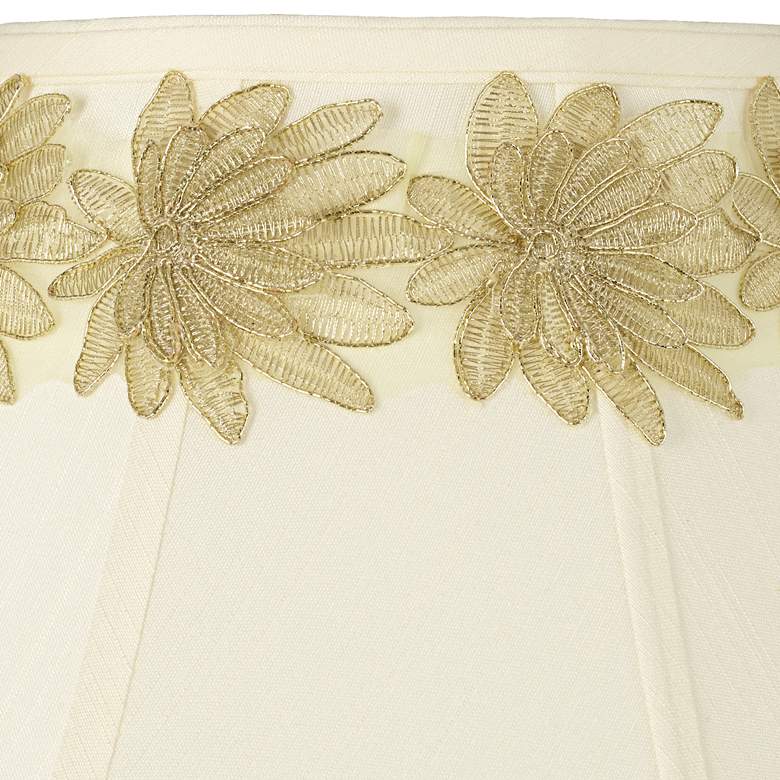 Image 2 Creme Shade with Gold Flower Trim 7x16x12 (Spider) more views