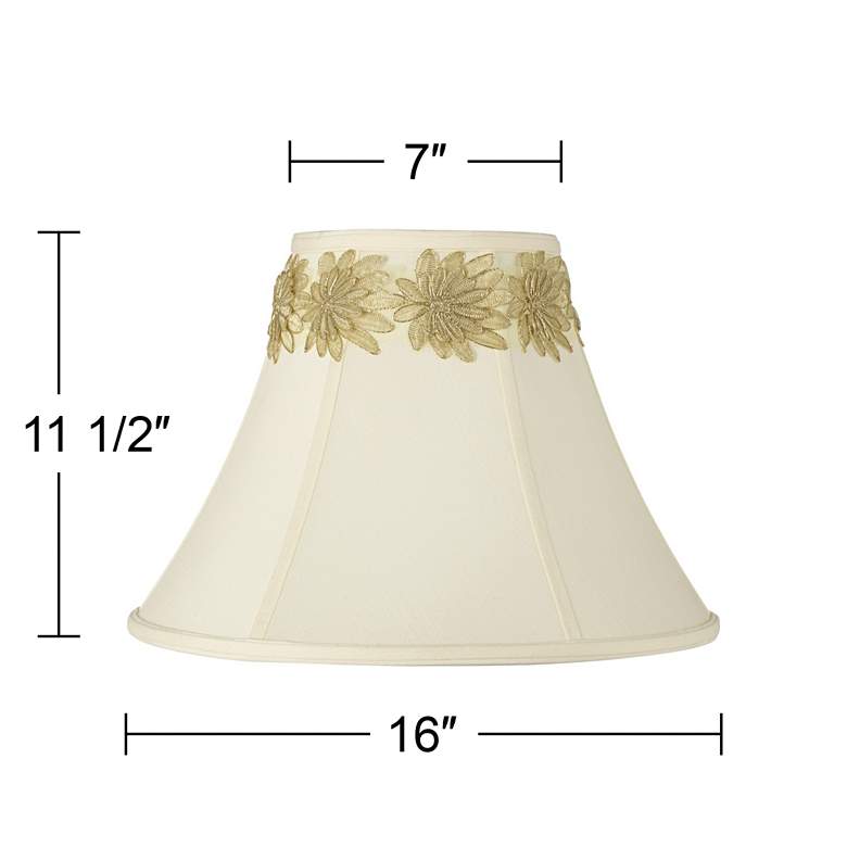 Image 3 Creme Shade with Gold Flower Trim 7x16x12 (Spider) more views