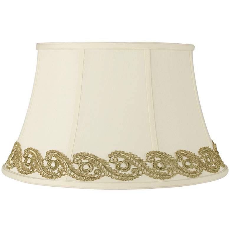 Image 1 Creme Shade with Gold Vine Lace Trim 13x19x11 (Spider)