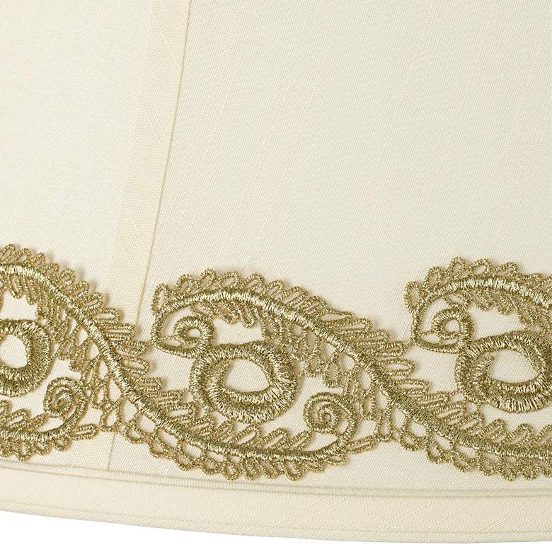 Image 2 Creme Shade with Gold Vine Lace Trim 13x19x11 (Spider) more views