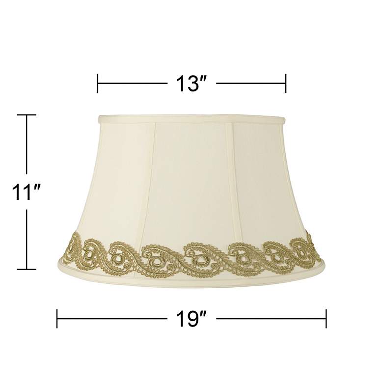 Image 3 Creme Shade with Gold Vine Lace Trim 13x19x11 (Spider) more views