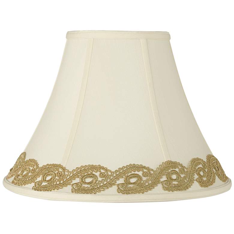Image 1 Creme Shade with Gold Vine Lace Trim 7x16x12 (Spider)