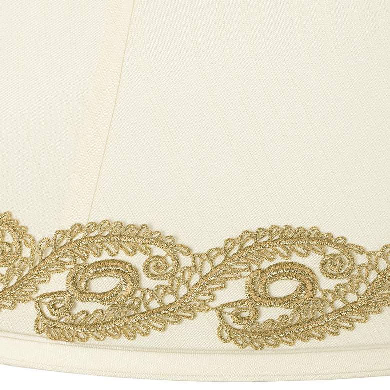 Image 2 Creme Shade with Gold Vine Lace Trim 7x16x12 (Spider) more views