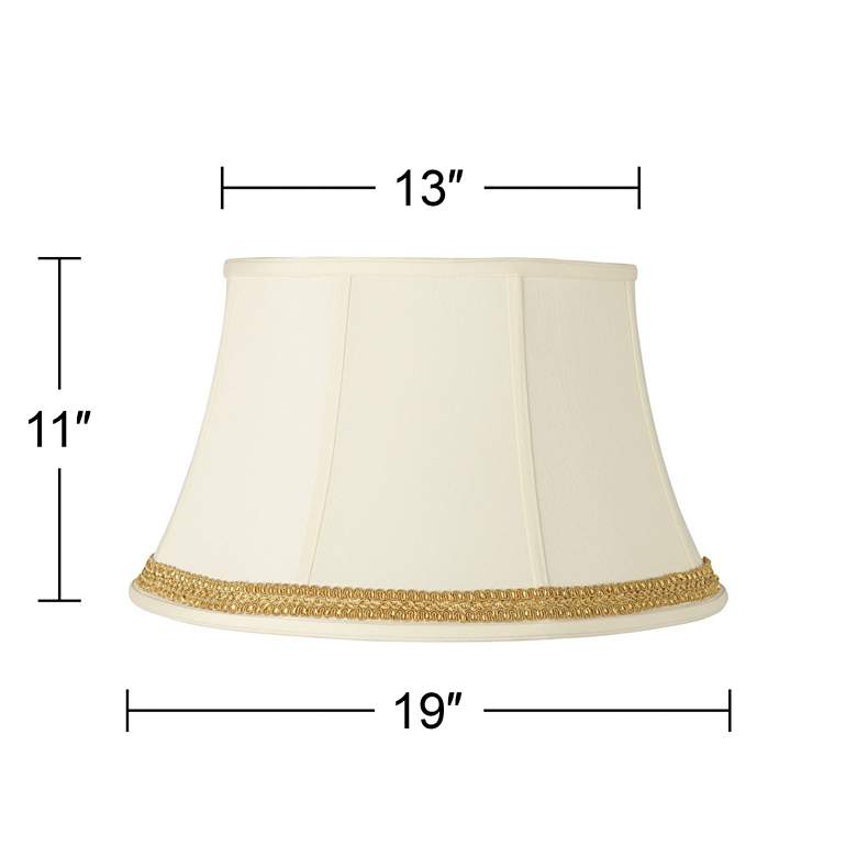 Image 3 Creme Shade with Yellow Gold Ribbon Trim 13x19x11 (Spider) more views