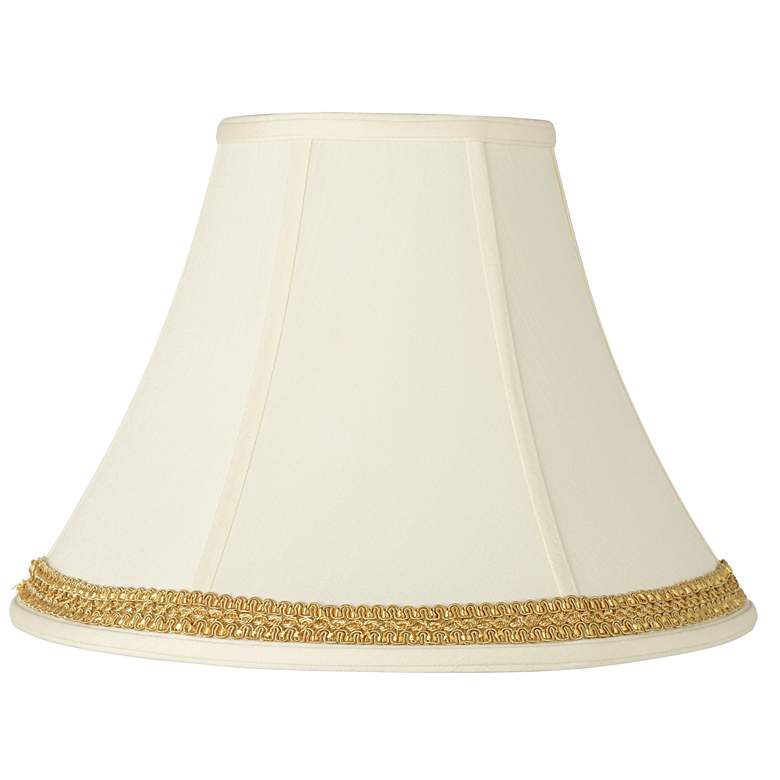 Image 1 Creme Shade with Yellow Gold Ribbon Trim 7x16x12 (Spider)