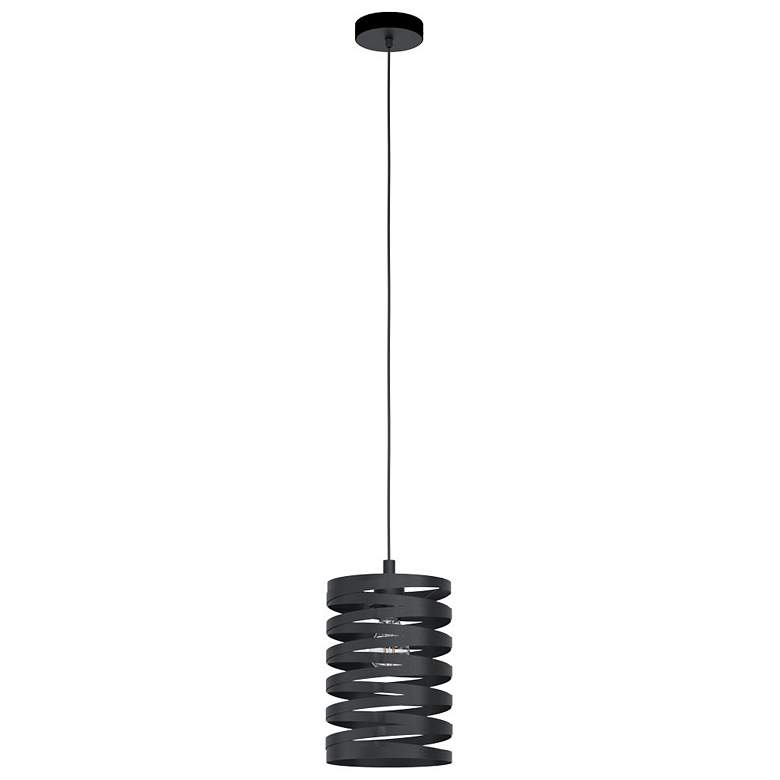 Image 1 Cremella - 1-Light Mini Pendant with Spiral Shade - Black Finish