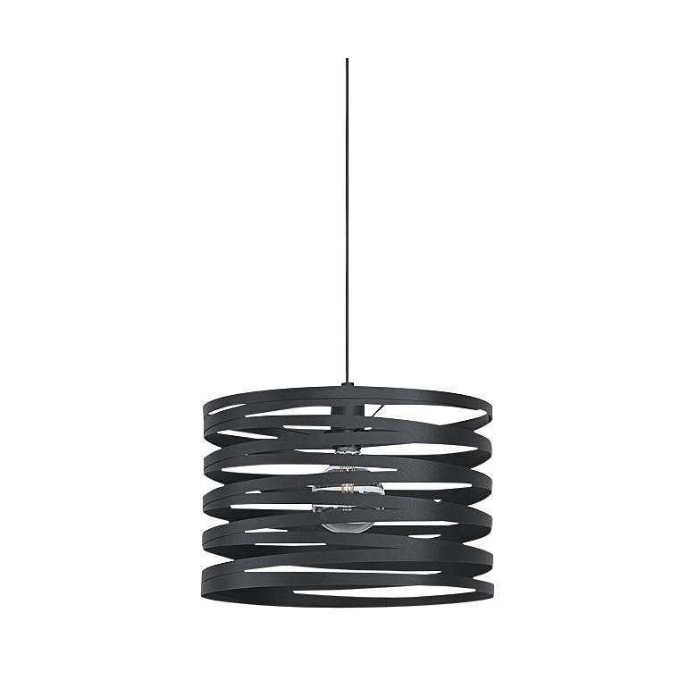 Image 3 Cremella - 1-Light Pendant with Spiral Shade - Black Finish