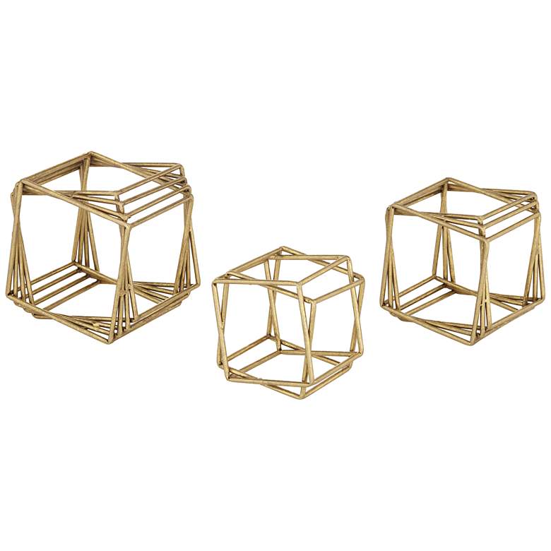 Image 1 Crenshaw Gold Metal Cube Decorative Objects Set of 3
