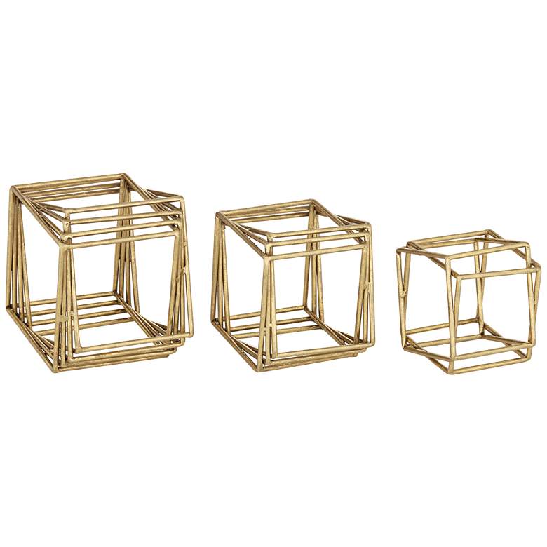 Image 3 Crenshaw Gold Metal Cube Decorative Objects Set of 3 more views