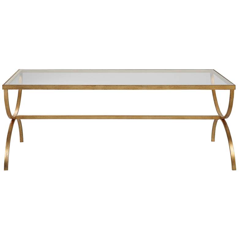 Image 2 Crescent 48" Wide Antique Gold Rectangular Coffee Table