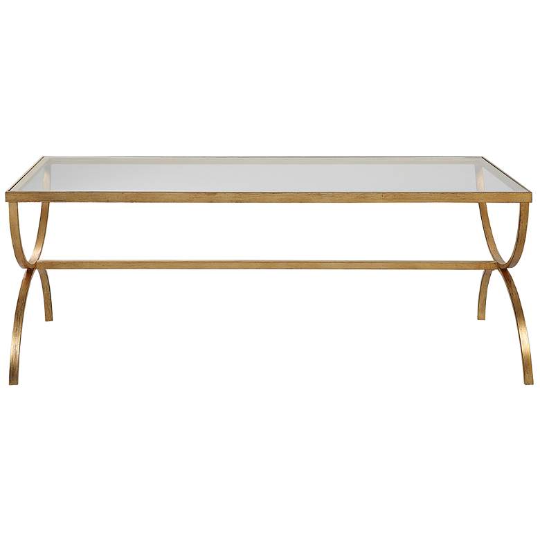Image 2 Crescent 48" Wide Antique Gold Rectangular Coffee Table