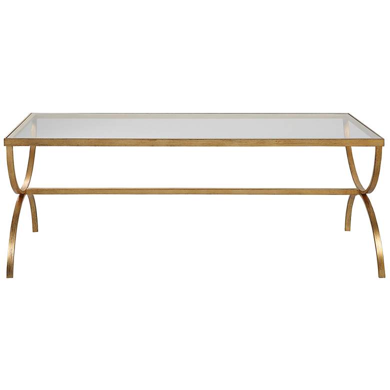 Image 2 Crescent 48 inch Wide Antique Gold Rectangular Coffee Table