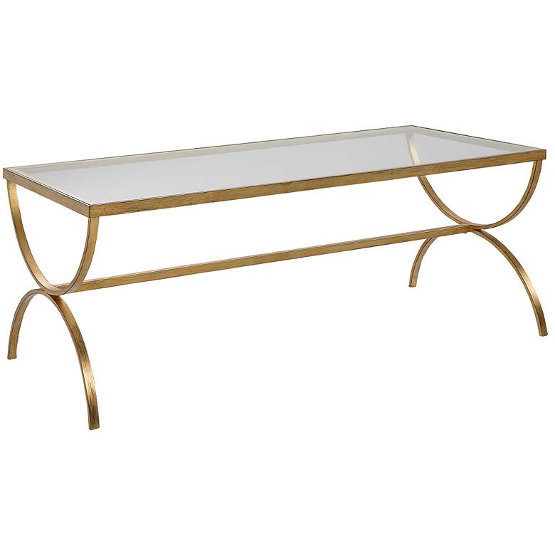 Image 4 Crescent 48" Wide Antique Gold Rectangular Coffee Table more views