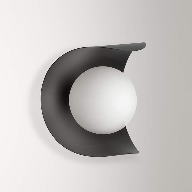 Image 1 Crescent 6.25" High Matte Black Wall Sconce