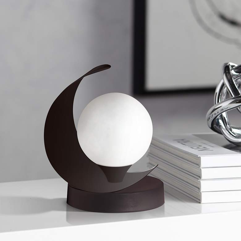 Image 1 Crescent 7" High Matte Black Metal Accent Table Lamp