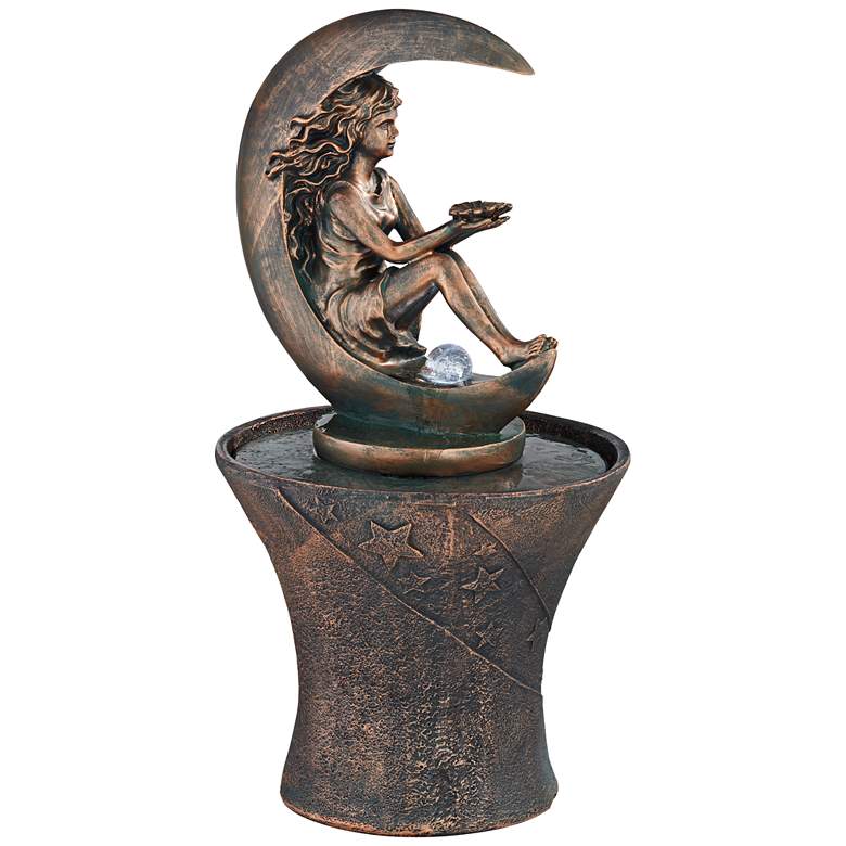 Image 2 Crescent Moon 34 inch High Fountain with LED Light
