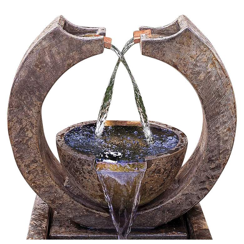 Image 3 Crescent Two-Spill 35" High Relic Lava LED Outdoor Fountain more views