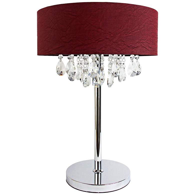 Image 1 Crescenta Crystal and Chrome Red Shade Table Lamp