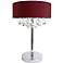 Crescenta Crystal and Chrome Red Shade Table Lamp