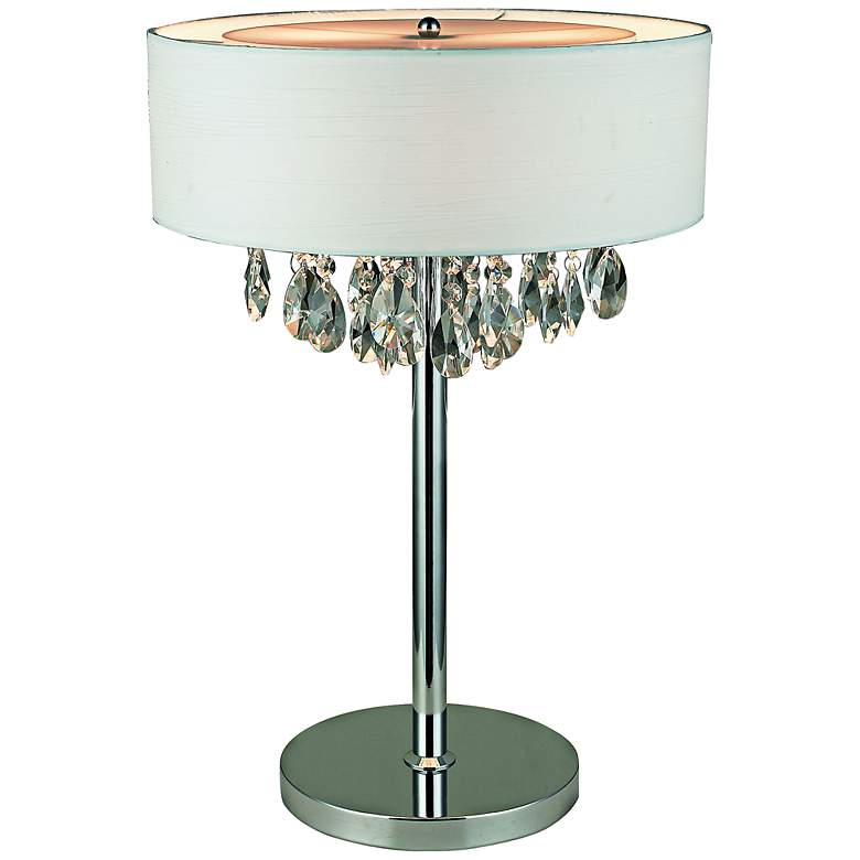 Image 1 Crescenta Crystal and Chrome White Shade Table Lamp