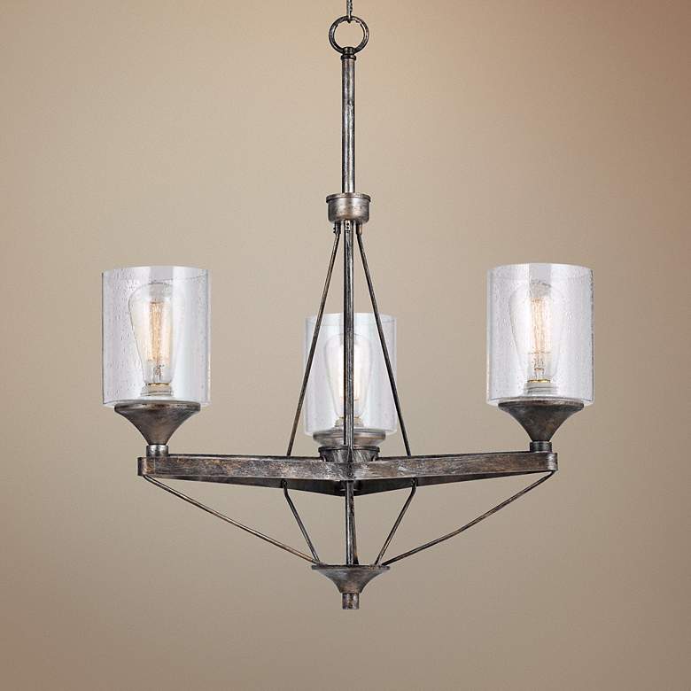 Image 1 Cresco Collection 24 inch Wide Textured Steel Chandelier