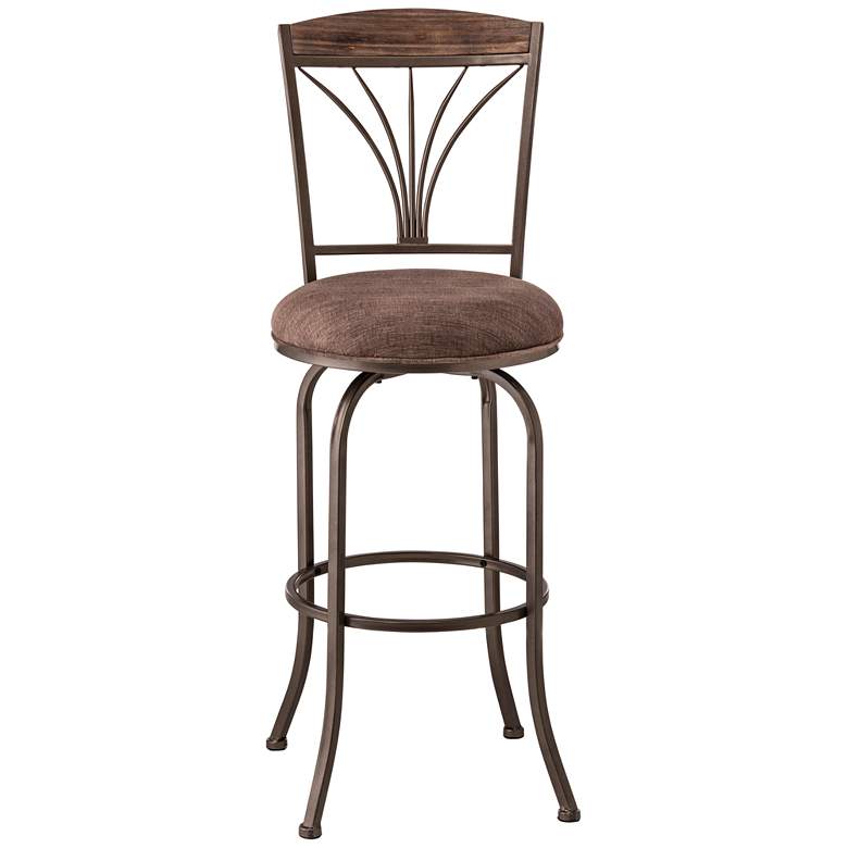 Image 1 Cresmont 30 inch Putty Fabric and Gray Stone Swivel Barstool