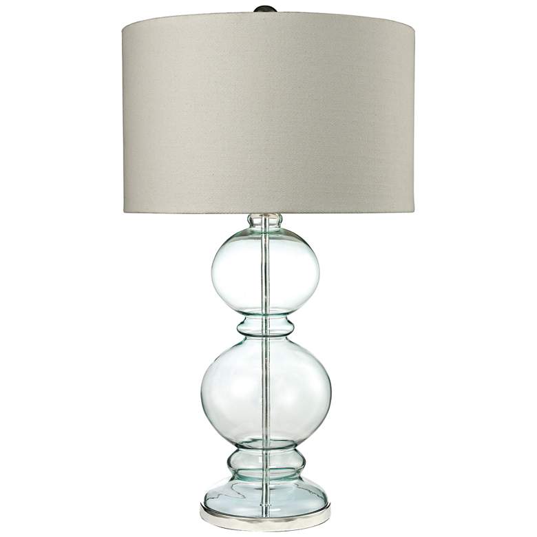 Image 1 Cress Curvy Clear Light Blue Glass Table Lamp