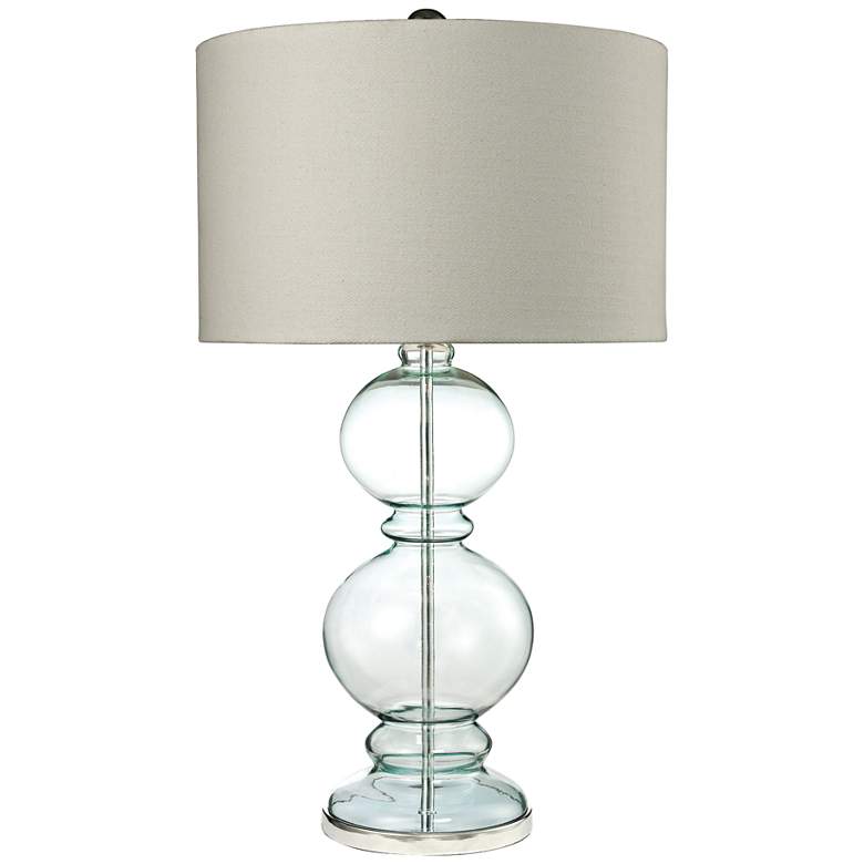 Image 1 Cress Curvy Clear Light Blue Glass Table Lamp