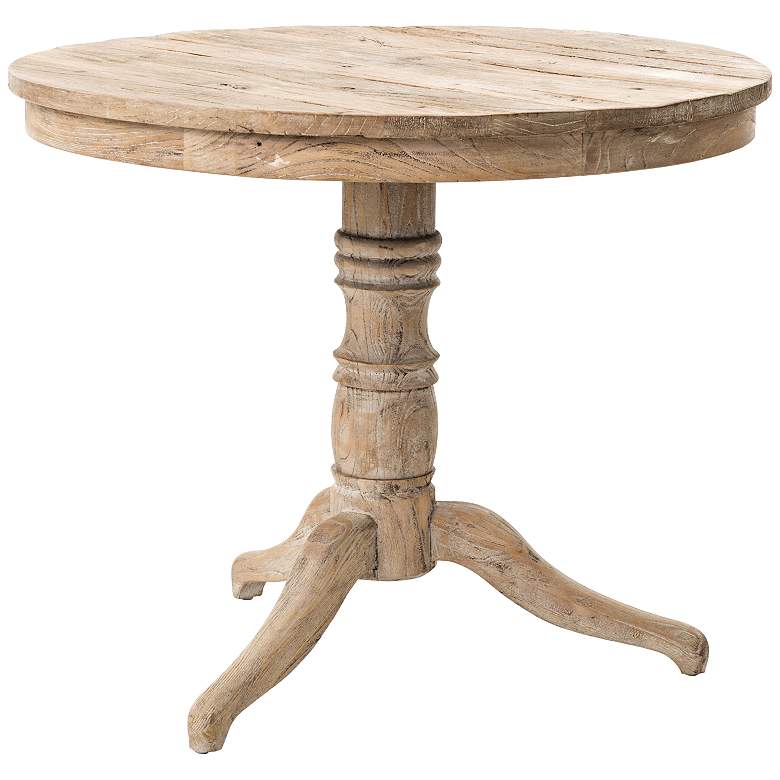 Image 1 Cressida 35 1/2 inch Wide Round White Wash Wood Occasional Table