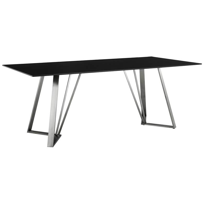 Image 2 Cressida 79"W Black Glass and Stainless Steel Rectangular Dining Table