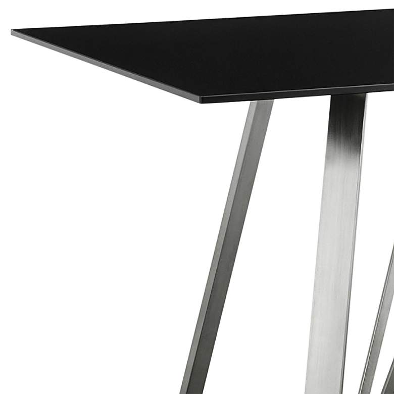 Image 3 Cressida 79"W Black Glass and Stainless Steel Rectangular Dining Table more views