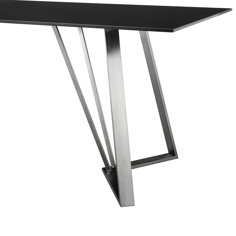 Image 5 Cressida 79"W Black Glass and Stainless Steel Rectangular Dining Table more views