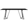 Cressida 79"W Black Glass and Stainless Steel Rectangular Dining Table