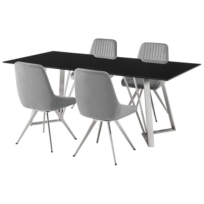 Image 1 Cressida and Skye 5 Piece Rectangular Dining Set in Gray Fabric
