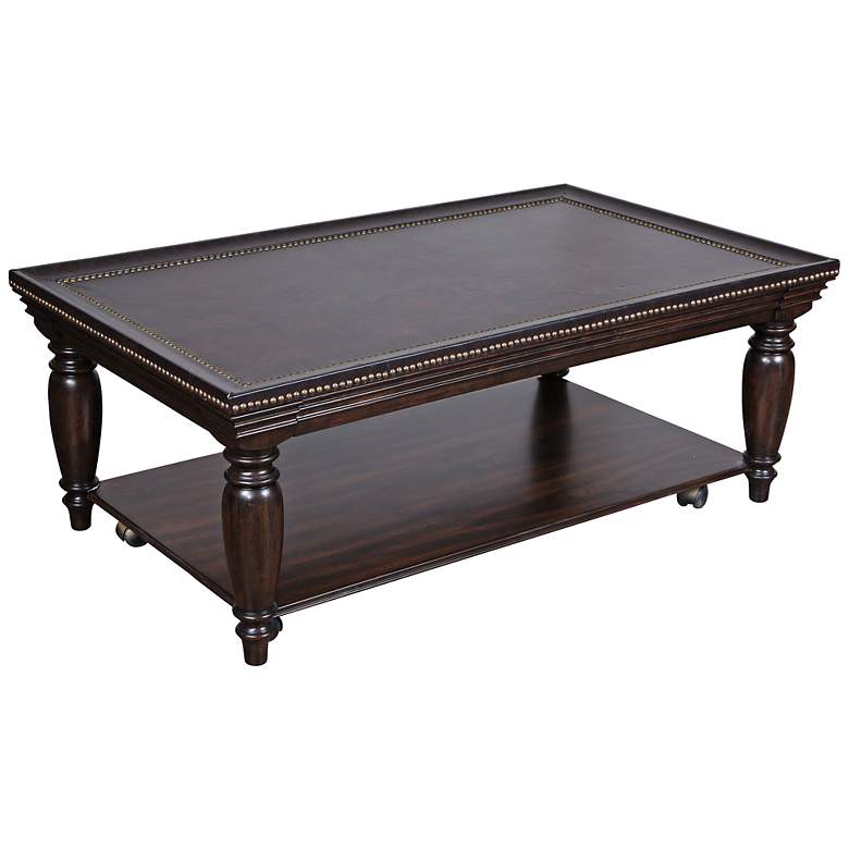 Image 1 Cressley Cherry Rectangular Rolling Cocktail Table