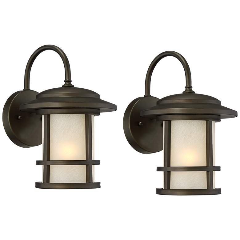 Image 2 Cressona 12" High Oil-Rubbed Bronze Outdoor Wall Light Set of 2