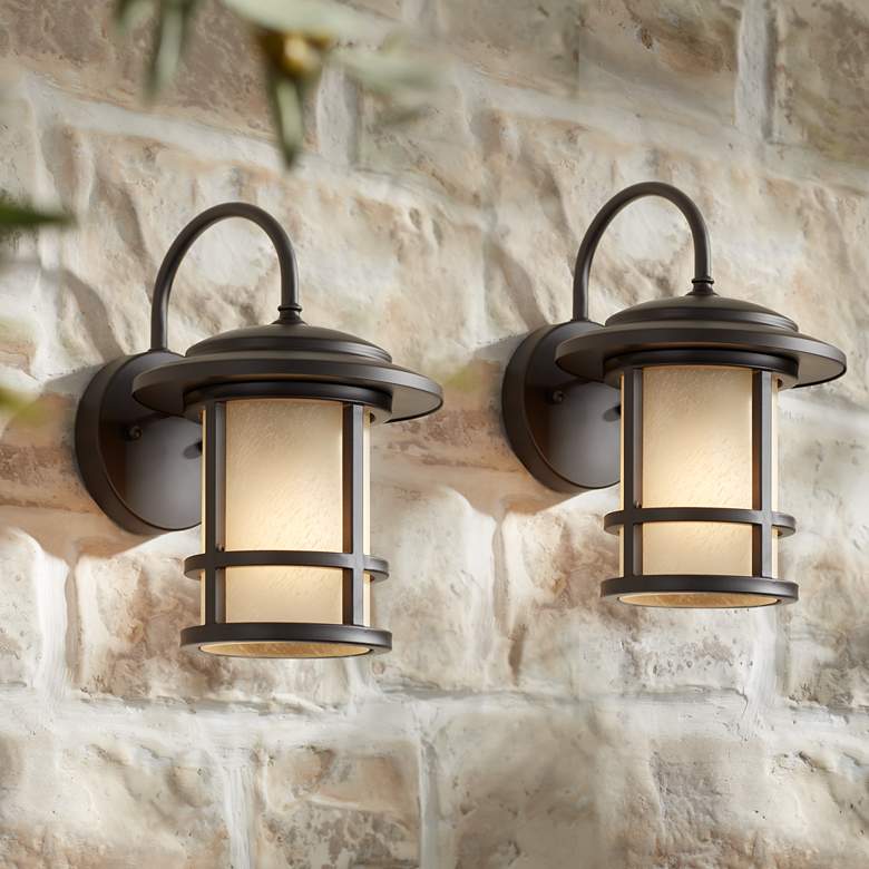 Image 1 Cressona 12" High Oil-Rubbed Bronze Outdoor Wall Light Set of 2