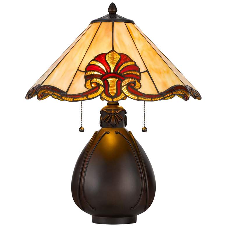 Image 2 Crest 19 1/2" High Bronze Jug Tiffany Style Table Lamp