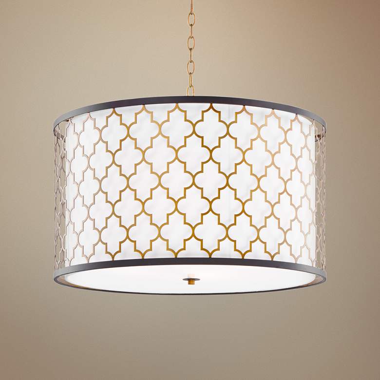 Image 1 Crest 24"W Oil-Rubbed Bronze and Antique Brass Pendant Light