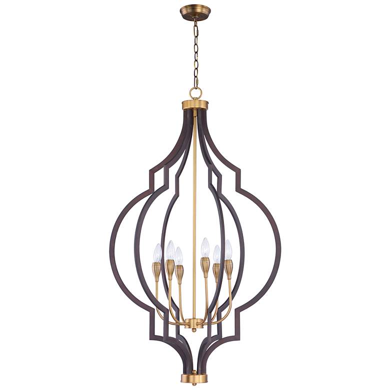 Image 1 Crest 26"W Oil-Rubbed Bronze and Brass 6-Light Chandelier