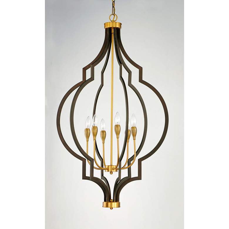 Image 4 Crest 26"W Oil-Rubbed Bronze and Brass 6-Light Chandelier more views